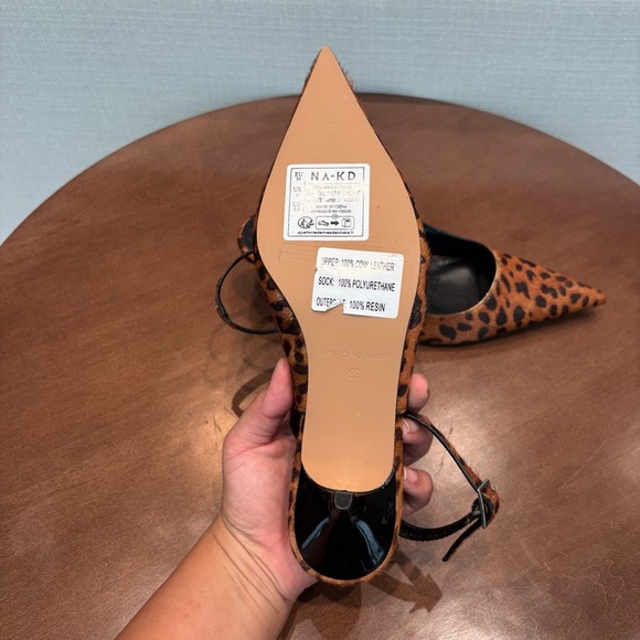 NWOT NA-KD Leather Pointy Ankle Strap Pumps, Size 5.5 - Picture 13 of 15